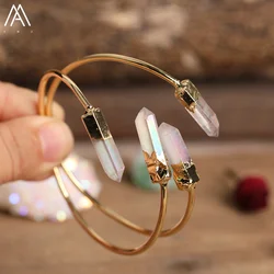 White Quartz Bangle Spinel Double Beads Swing-Closure Bangle Minimalist Elegance Jewels Fashion Design Women's Jewelry Gift