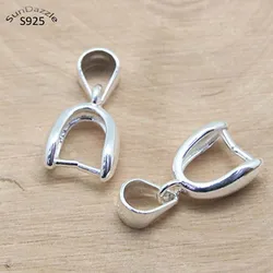 2pcs Genuine Real Pure Solid 925 Sterling Silver Pendant Clip Clasp Pinch Hook Pin Bail Beads Connectors Jewelry Making Findings