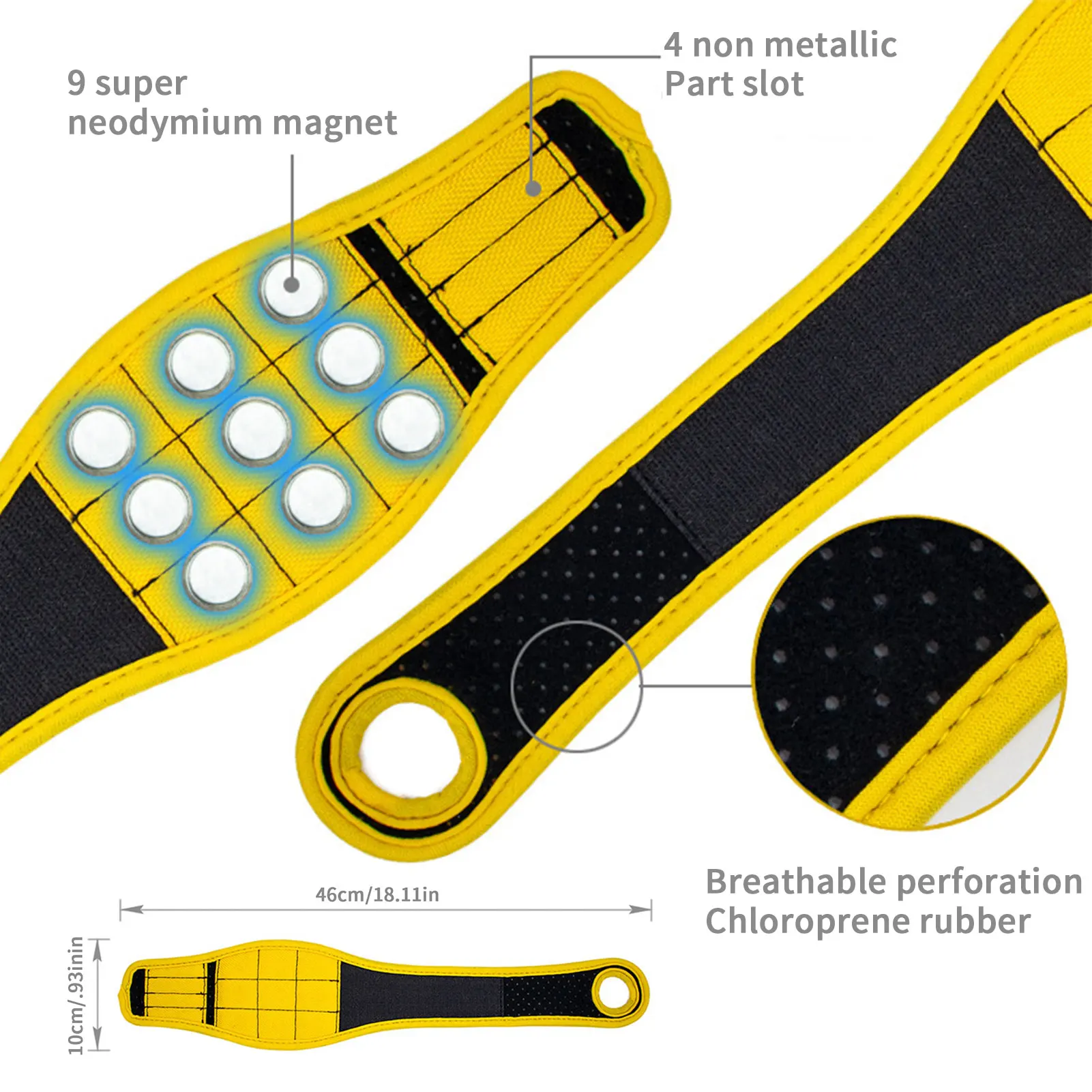 Magnetic Wristband Portable Tool Bag Electrician Wrist Tool Belt Screws Nails Drill Bits Holder Repair Tools(Not including tool)