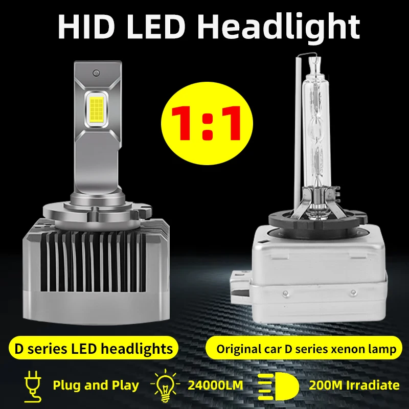 FCCEMC D3S LED Headlight D1S LED Bulbs 1:1 HID Canbus D2S D2R D4S D4R Plug And Play 55W 24000LM Super Bright 6000K Two-sided CSP