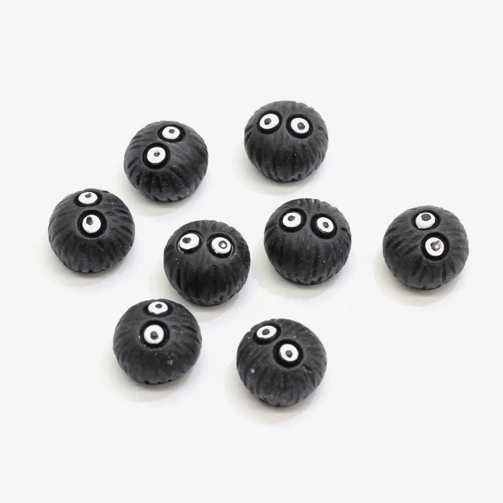 50/100pcs Resin Cartoon Black Coalball Cabochon Mini Eggette Briquet Coal Ball Charms Flatback Carbon Soots Diy For Jewelry Pend