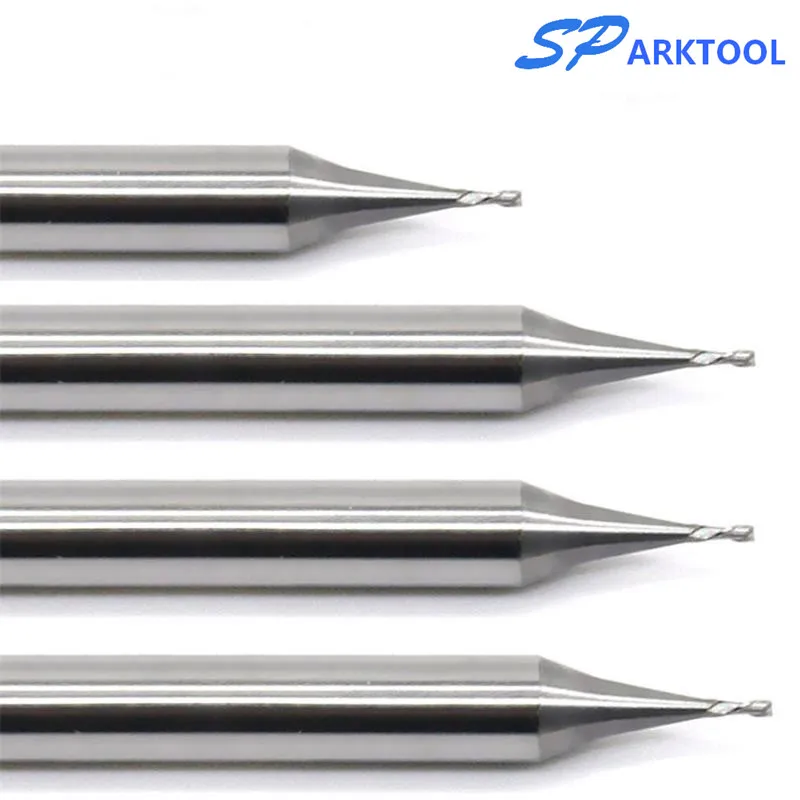 Micro 2ขลุ่ยปลายมิลลิ่งตัด0.2-0.9Mm 4Mm Shank ทังสเตนคาร์ไบด์ CNC Router Bit TiCN เคลือบ Mini Milling Cutter