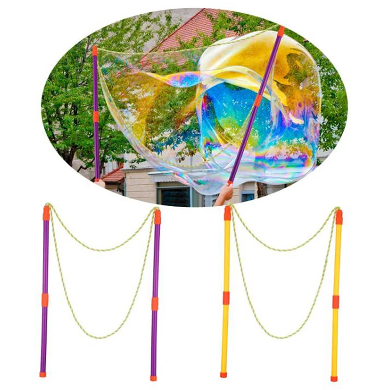 Children Rainbow World Bubble Swing Foldable Outdoor Activity Outdoor Western Large Bubble Wand Set Long Huge Bubbles Kids Toys