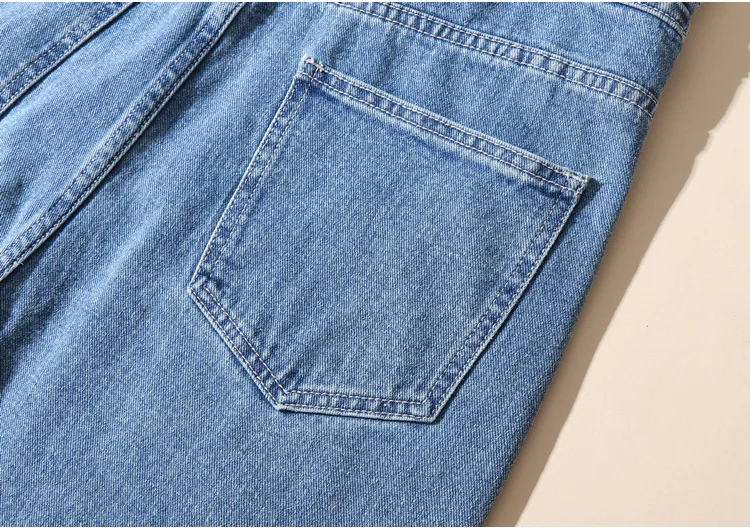 Herren Plus Size Denim Latzhose Klassische Cargo-Jeans mit Großen Taschen Lose Arbeitslatzhose Trägerhose Dunkel- und Hellblau – Detail 25