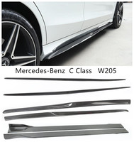 Carbon Fiber Side Skirt Lip Spoiler For Mercedes Benz C Class W205 C180 C200 C260 C300 2015-2019 Auto Modification Splitter