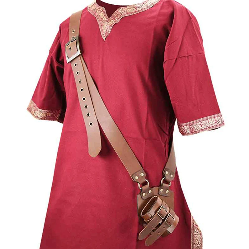 Mittelalterlichen Viking Schulter Strap Leder Schwert Halter Mantel Scheide Frosch Ritter Getriebe Rapier Gürtel Holster Für Larp Kostüm Männer