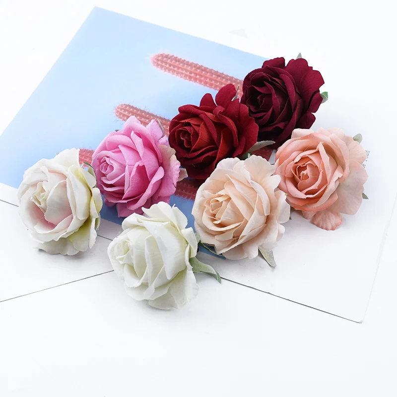 50/100 Pieces Artificial Flowers Wholesale High Quality Flannel Rose Wedding Flower Wall Background Home Decoration Accessories