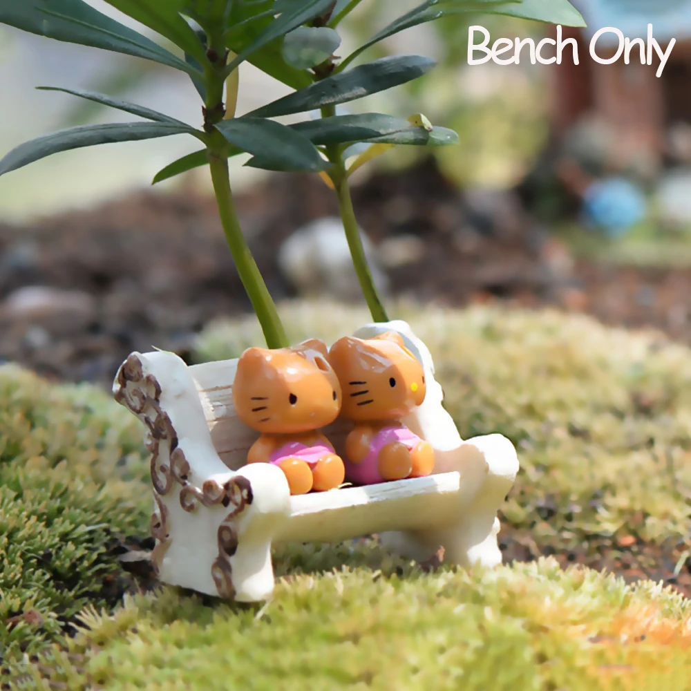 1 Pair Resin Fairy Garden Decor Succulents Bonsai Stools Miniature Bench Park Chair Figurines Micro Landscapes