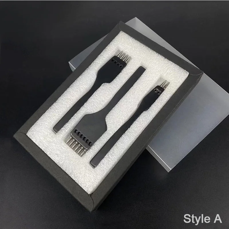 Dłuto skórzane rzemieślnicze wykrojniki stalowe ostre do skórzanych wykrojnik otworów, 1mm okrągły otwór 4mm/5mm/6mm rozstaw