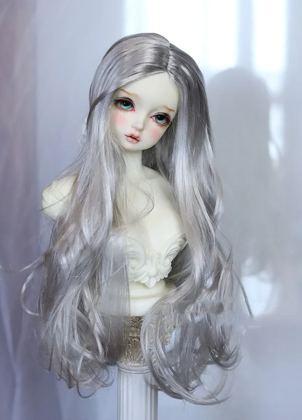 BJD puppe perücke geeignet für 1-3 1-4 1-6 größe nachahmung seepferdchen haar grau silber welle lange haare puppe zubehör