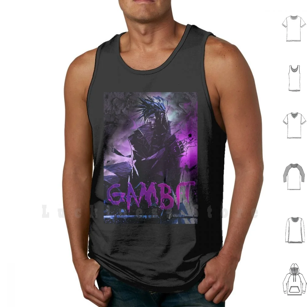 Gambo Tank Tops Vest 100% Cotton X Men Uncanny X Men Hero Superhero Gambit Remy Lebeau Gambling Violet Purple