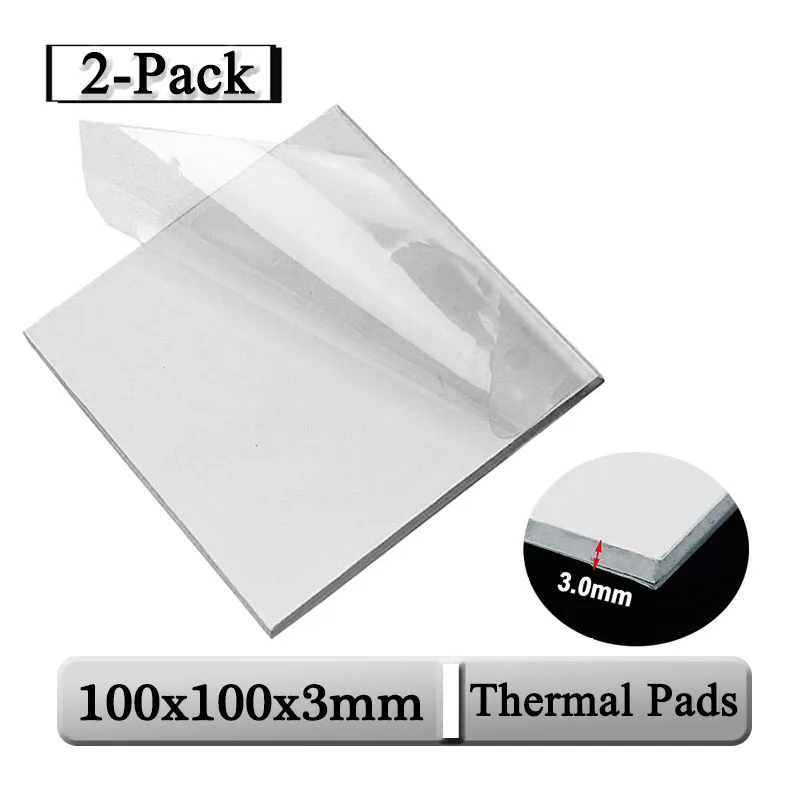 2 Pcs Gdstime 100mmx100mmx3mm 0.3cm Thickness White Thermal Pad CPU Heatsink Pad 100x3mm 3mm Cooling Conductive Silicone Pads