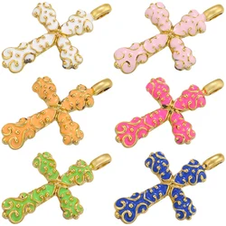 ZHUKOU gold color NEW Cross Enamel Pendant Drop Oil Pendant for Women DIY Handmade Necklace Jewelry Accessories Wholesale VD1048