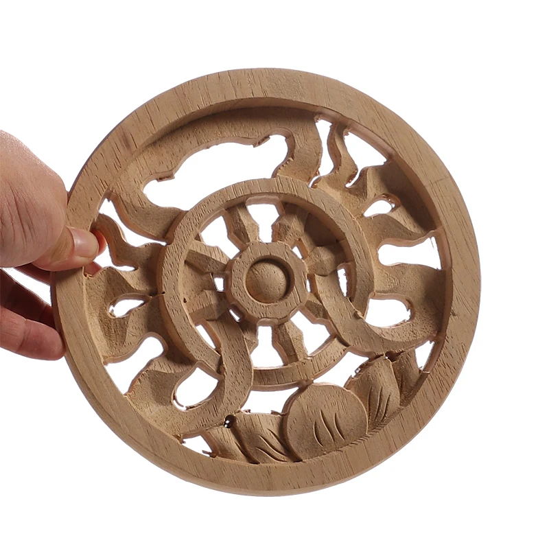 Wood Applique Wood Decal Wood Craft Onlay Door Carving Unpainted Classical Leaves Wooden Furniture