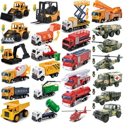 Alloy Pull Back Car Engineering Car Model Garbage Truck Dump Truck Bulldozer Mixing Military Suit Children's Toys B172