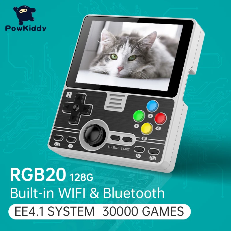 

POWKIDDY RGB20 EE4.1128G 30000 Games 3.5 " IPS Full-Fit Screen Built-in Wifi Module RK3326 Open Source Handheld Game Console