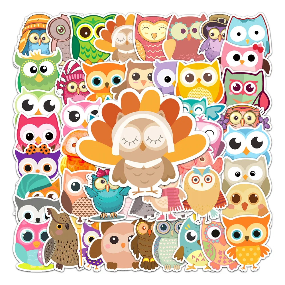 

10/30/50PCS Owl Animal Cartoon Personalized Decoration Graffiti Waterproof Sticker Notebook Stationery Box RefrigeratorWholesale