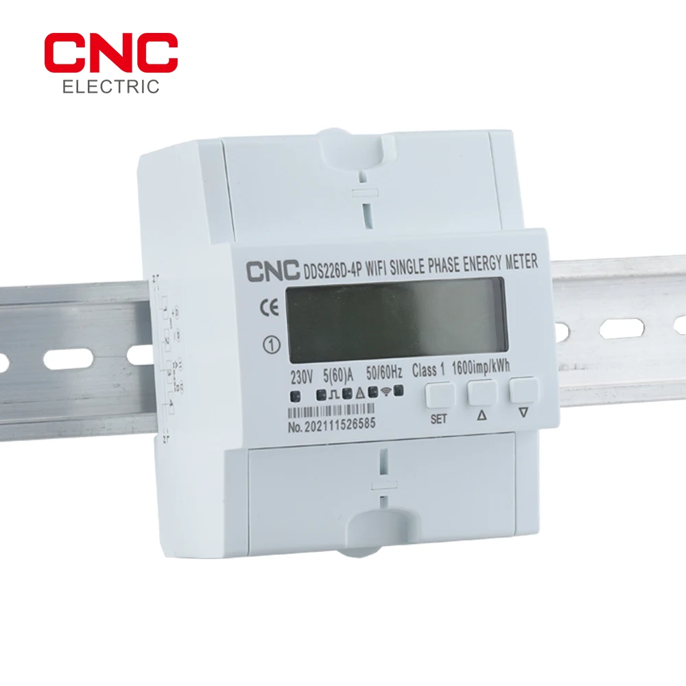 CNC DDS226D-4P RS485 Single Phase WIFI Smart Energy Meter Monitoring Circuit Breaker Timer with Voltage Current Protection