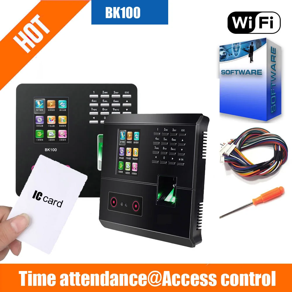 BK100 Biometric Fingerprint Face Facial Recognition Time Attendance TCP/IP USB Time Clock Record Office Attendance System