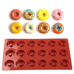 18 Grids 3D Donuts Baking Pan Moulds Silicone DIY Donut Pastry Decorating Mold Kitchen Cake Chocolate for Birthday Party