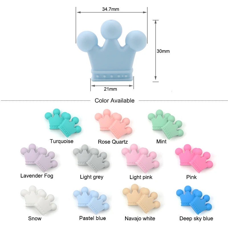 HEIßER VERKAUF 10 teile/los Silikon Krone Perlen BPA FREI Silikon Zahnen Perlen Baby Kauen Zahnen Halskette DIY Schnuller Clips Zubehör – Detail 11