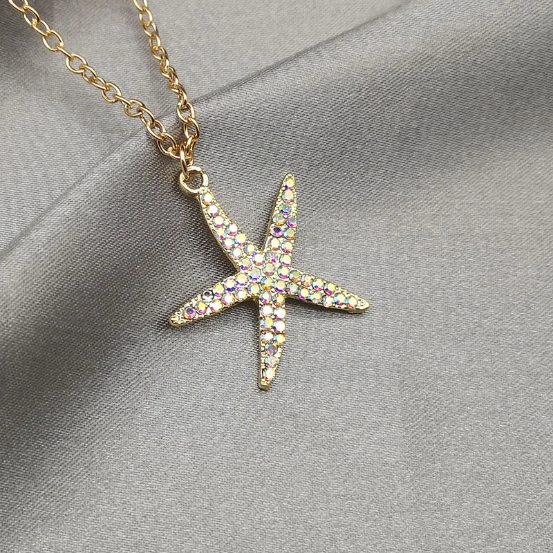 Necklace Fashion Simple Starfish Pendant Necklace For Women Girl Jewelry Gifts Choker Star Thin Chain Wedding Jewelry ожерелье