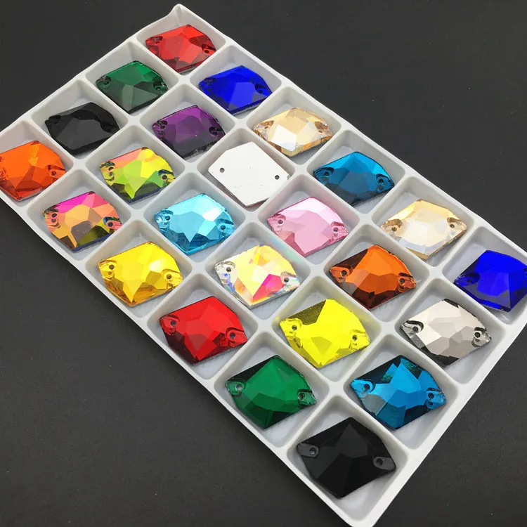 Cosmic Sew On Rhinestone Glass Crystal 9x12mm 11x14mm 14x17mm 16x21mm  All Colors Flatback 2holes Sew-on stone For Dress Making