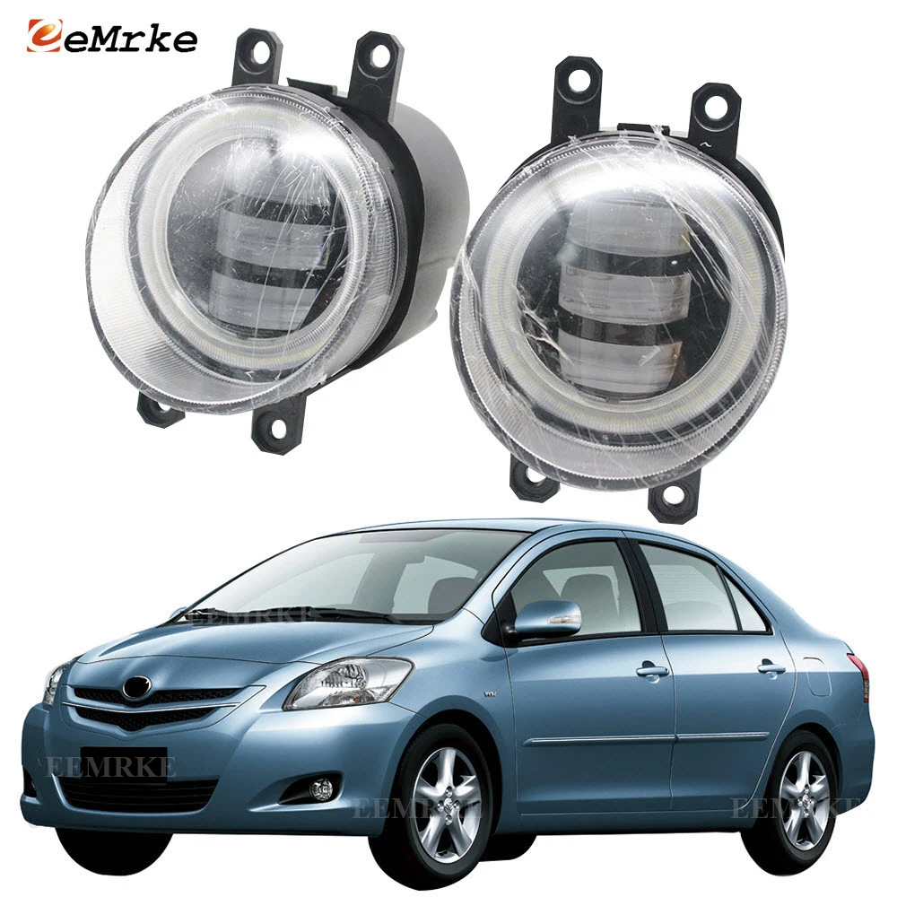 

2Pcs Anti LED Fog Lights for Toyota Belta P92/P96 2005-2012 Vios XP90 Angel Eye DRL Daylight Foglight Lamp Car Accessories