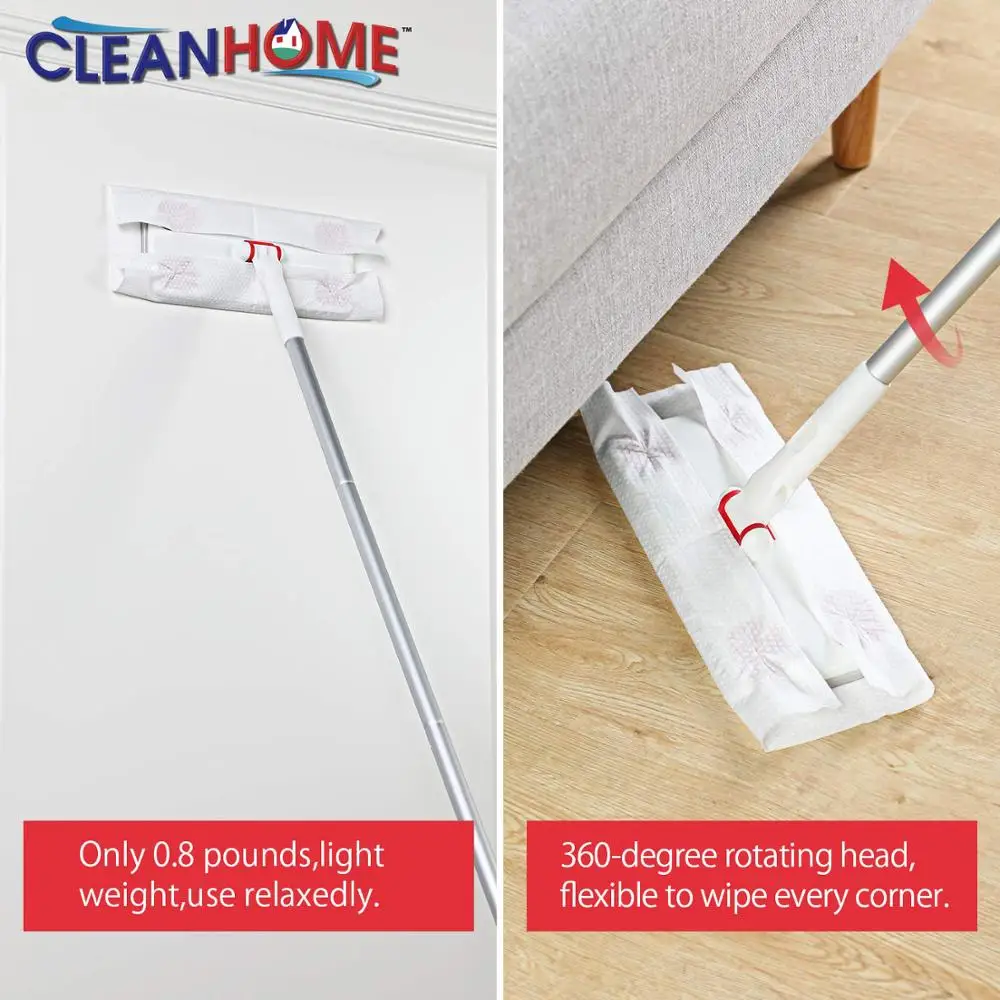 Disposable Dust Mop with 30 Dry Refill Wipes Pads Professional Hardwood Floor Cleaner for Home Cleaning