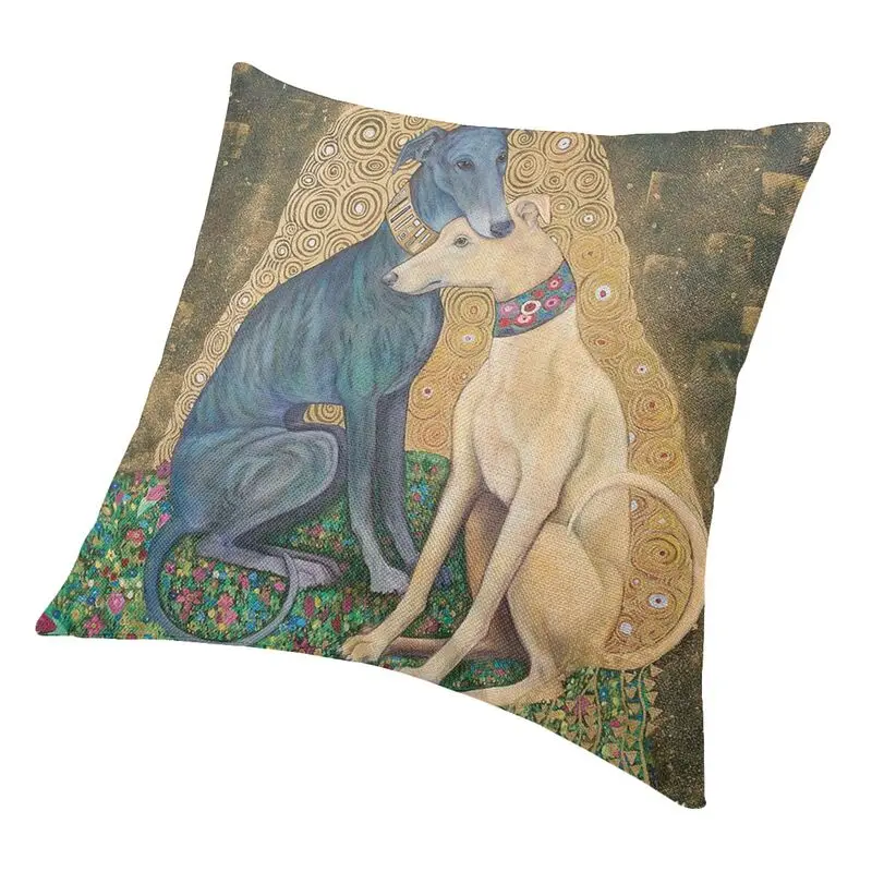 Luxury Gustav Klimt Greyhound Dog Art Cushion Cover Whippet Sihthound Dog Pillow Case for Sofa Car Square Pillowcover Decoration