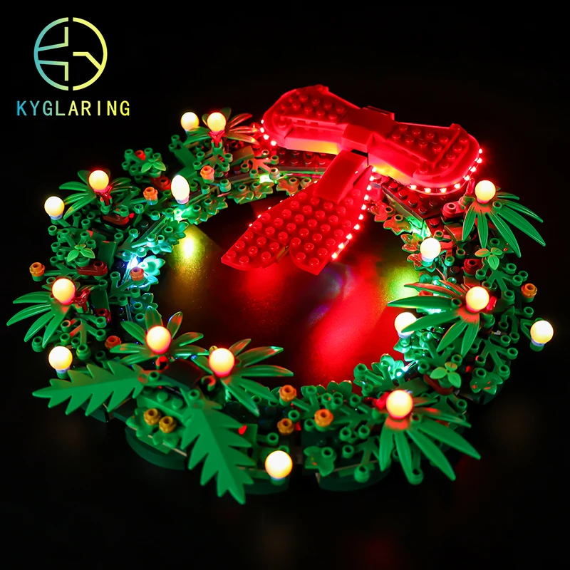 Kyglaring Led Lighting Set DIY Toys for 40426 Christmas Wreath Blocks Building (Only Light Kit Included)