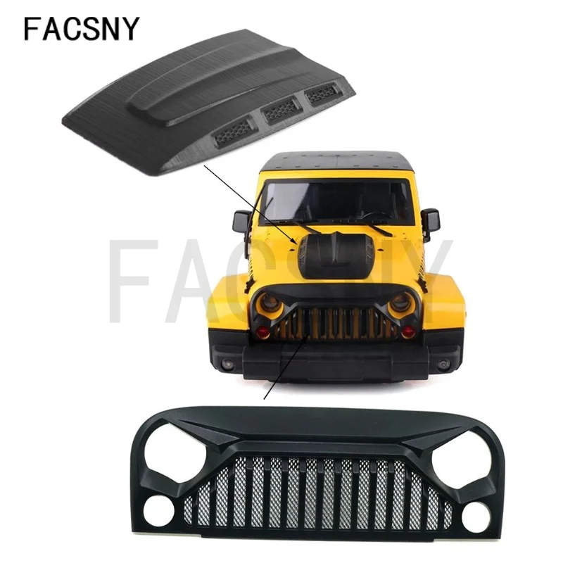 RC Car Air Inlet Grille Front Face Engine Hood for 1/10 RC Crawler Axial SCX10 90046 Jeep Wrangler Rubicon Body Shell