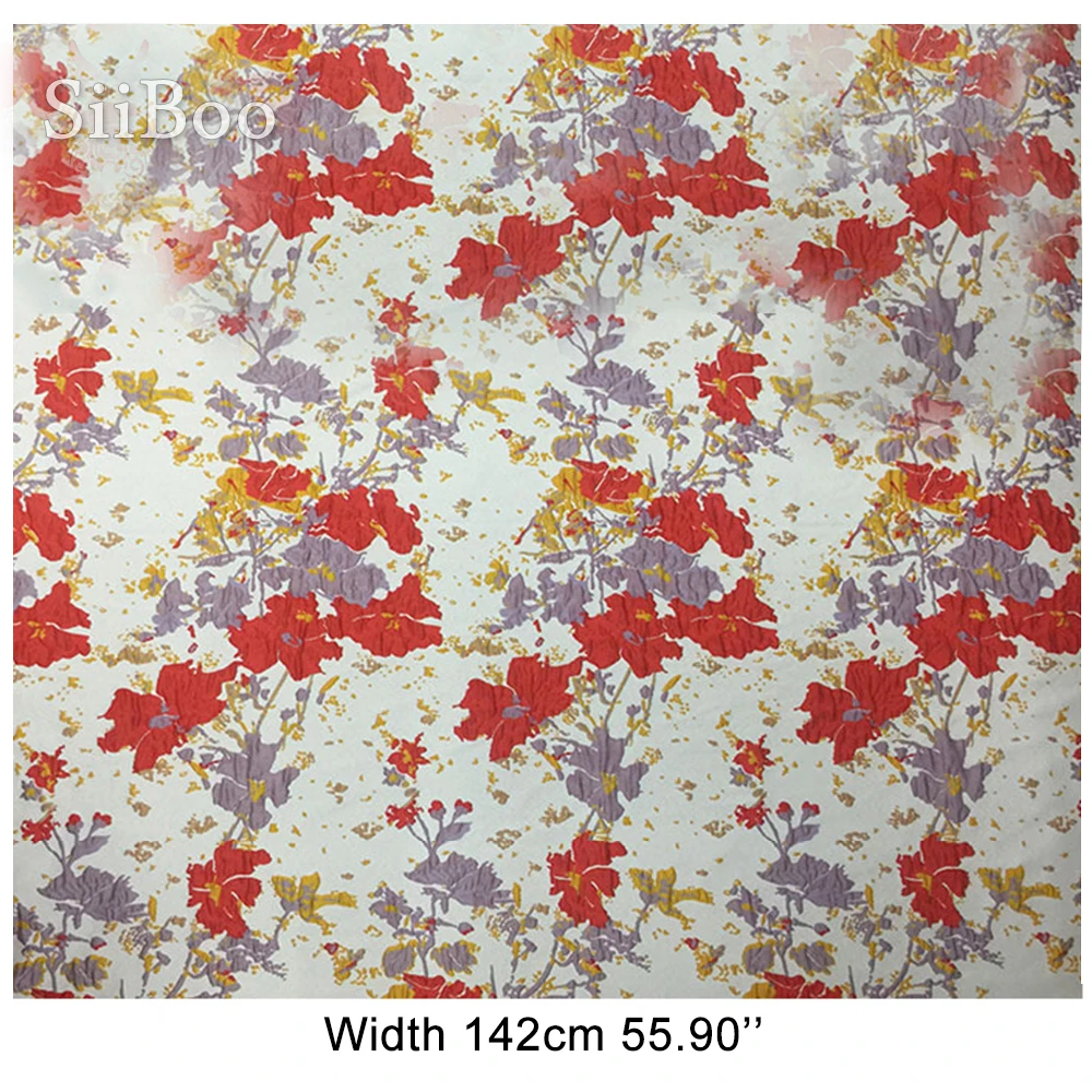 Tela de brocado jacquard floral en relieve 3D rojo para vestido, abrigo, tejido jacquard para coser, telas de hilo SP5519