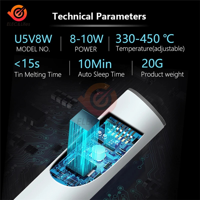 2022 nuovi kit per saldatore elettrico USB 5V 8W stagno saldatore ferro USB ricarica rapida microelettronica portatile riparazione strumenti di saldatura