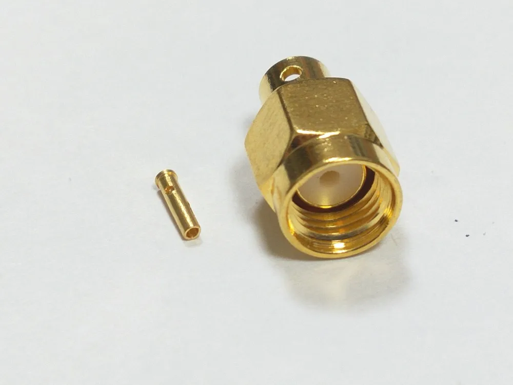 

100PCS BRASS RP-SMA Male (Female Pin) Jack Solder Semi-rigid RG402 cable connector adapter