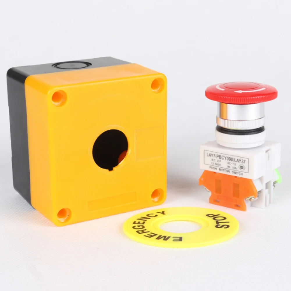 

AC 660V 10A LAY37-11ZS Emergency Stop Button Sign DPST Push Button Switch Mushroom Head