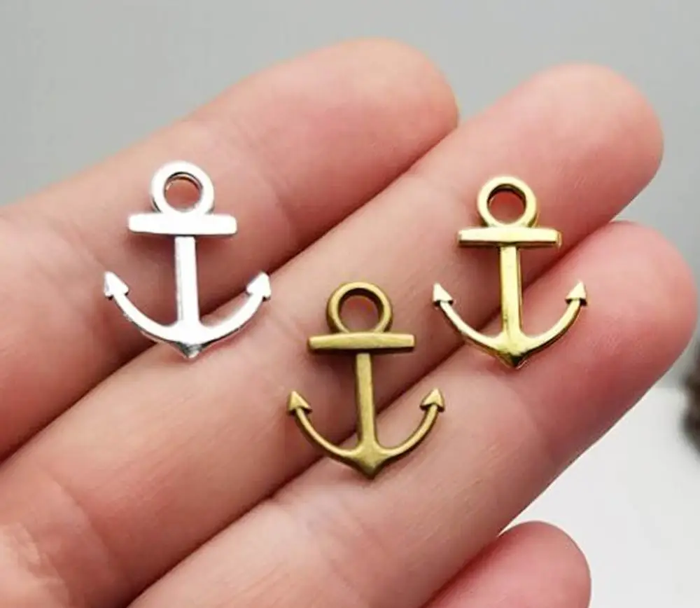 50 sztuk/partia-19x15mm 3 kolory Plated Tiny kotwica Charms nawigacji Mini wisiorki DIY akcesoria tworzenia biżuterii znalezienie akcesoria