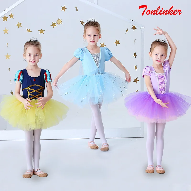 Girls Summer Ballet Dance Clothes Child Costume Princess Tutu Dresses Examination Practice Clothing Girls Cotton One-piece Dress