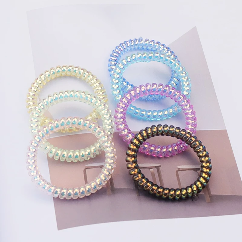 2021 Fashion 7pcs/Lot New Fine Candy Exquisite Phone Cord Stretch Ponytail Hair Accessories Girl Rubber Band