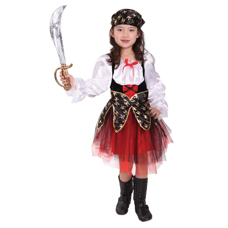 Lil\' Pirate\'s Treasure Kids Child Pirate Costume for Girls Halloween Purim Party Carnival Dress Up Umorden