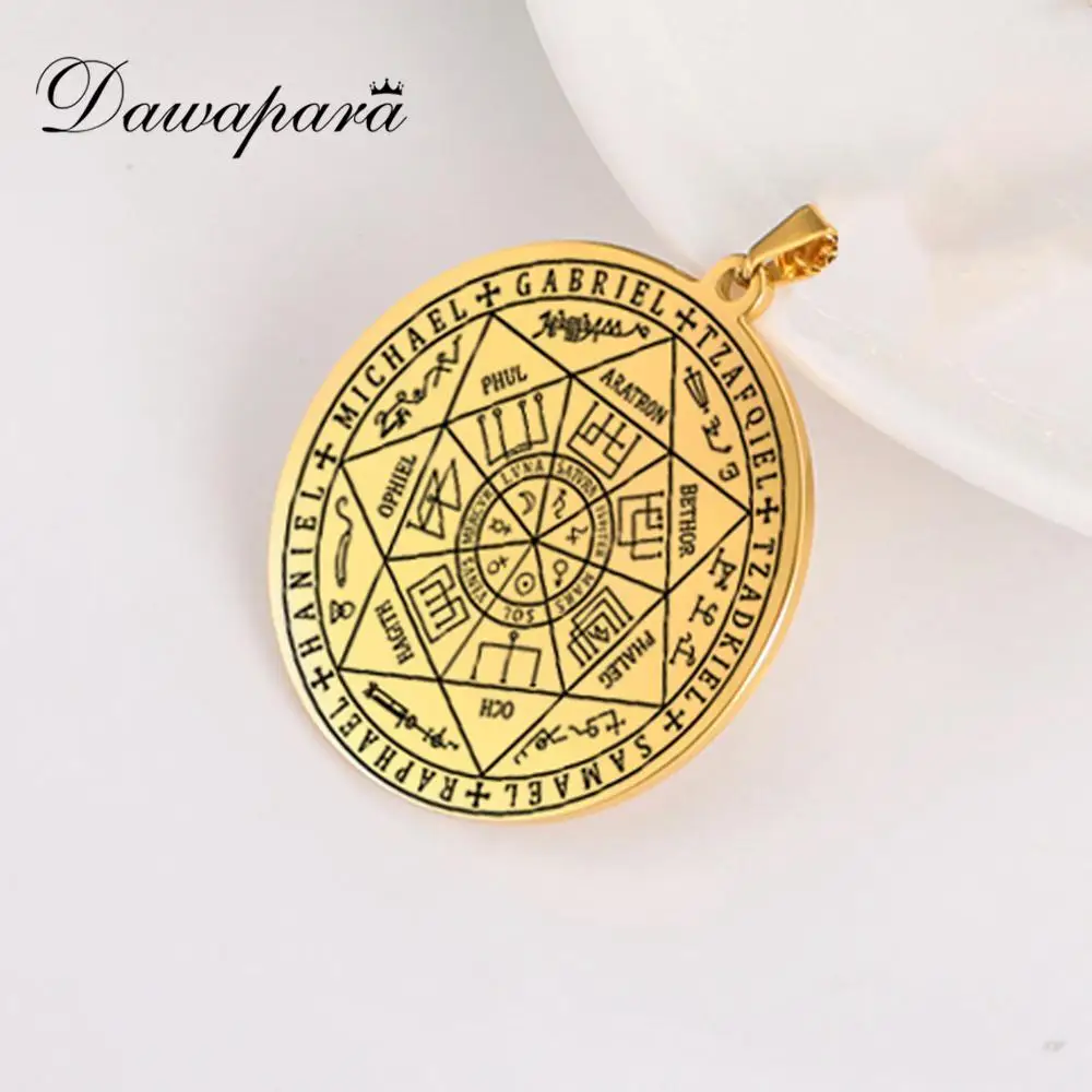 Dawapara 7 Archangels Sigil Charm DIY Accessories Pendant for Necklace Archangels Sigil Pendants Magic Amulet Protection