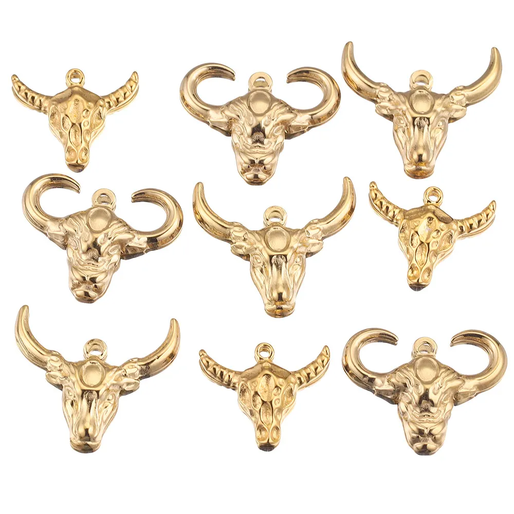 5pcs Lot Stainless Steel Gold Plated Deer Christmas Charms Dangles Pendants for DIY Earring Necklace Jewelry Making Wholesale