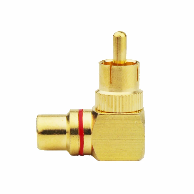 2pcs Gold-plated RCA lotus adapter male to female right angle 90 degree plug AV lotus audio cable male to female L elbow