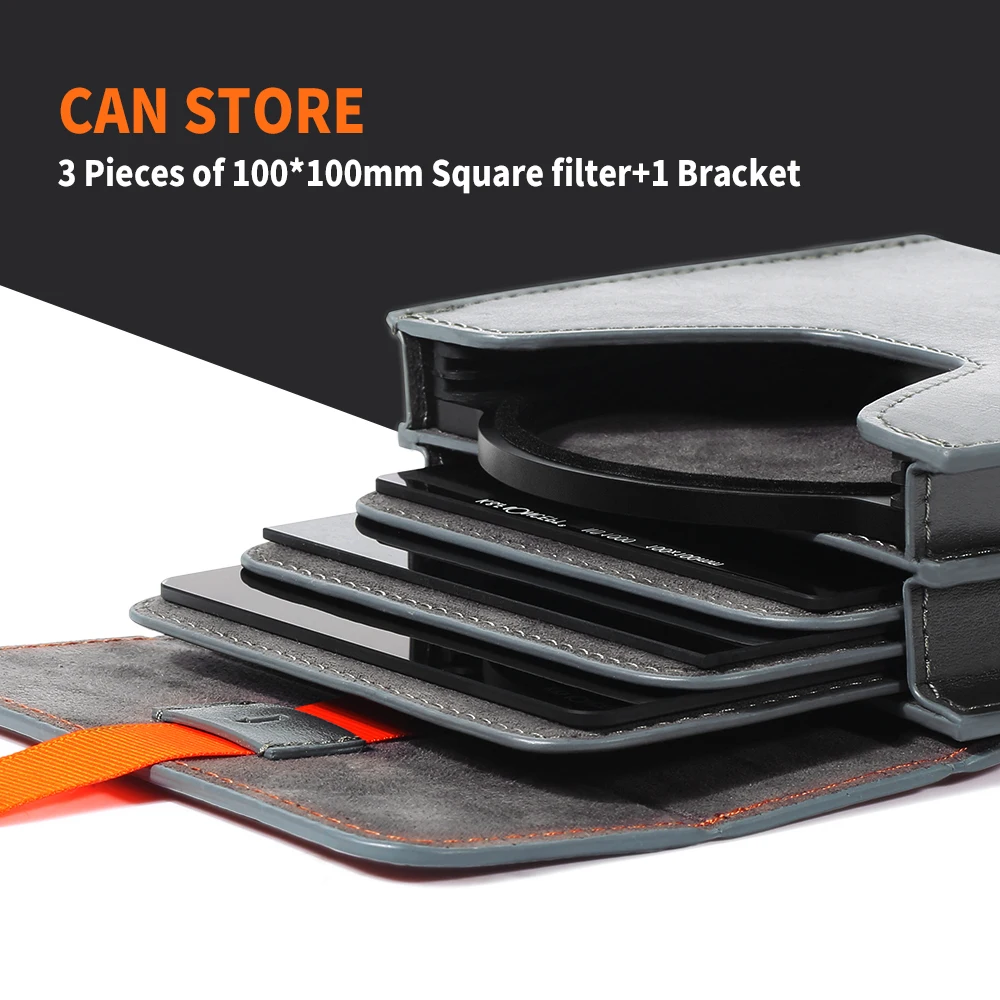 K&F Concept 5.12 inch Leather Lens Filter Case Carrying Filters Bag Pouch for Round or Square ND CPL Filters