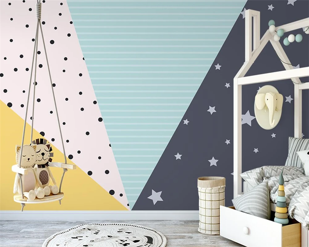 

beibehang Custom papel de parede modern new hand-painted Nordic starry geometric children's room indoor background wallpaper