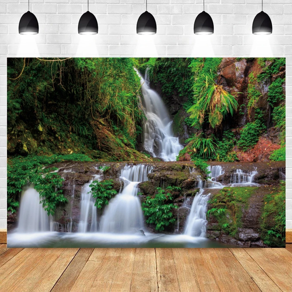 

Spring Waterfall Forest Landscape Photography Backdrop Photocall Photographic Prop Room Decor Photozone Background Photo Studio