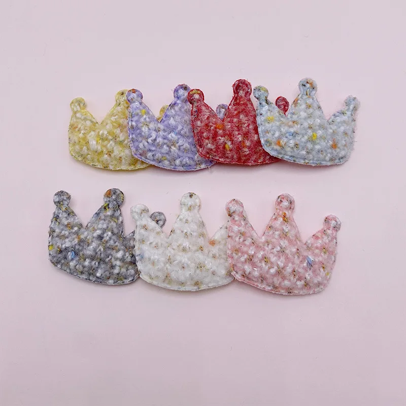 Plush Crown Patches for Craft Clothes, Sewing Supplies, DIY Hair Clip Accessories, 3.2*4cm, 20 PCs/Lot