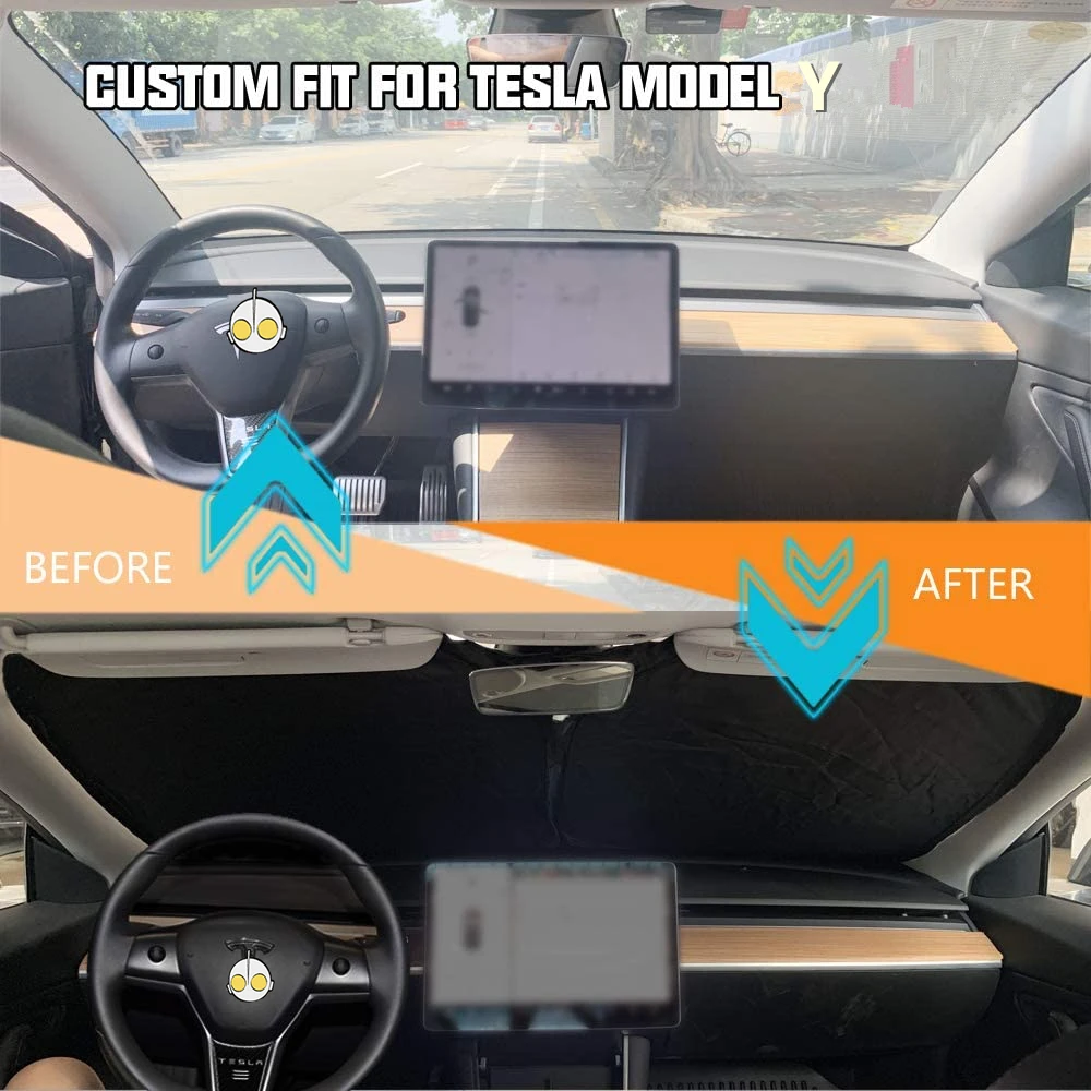 Car Windshield Sun Shade Blocks UV Rays Sun Visor Protector Foldable Sunshade For Tesla Model 3 2017 2018 2019 2020 2021