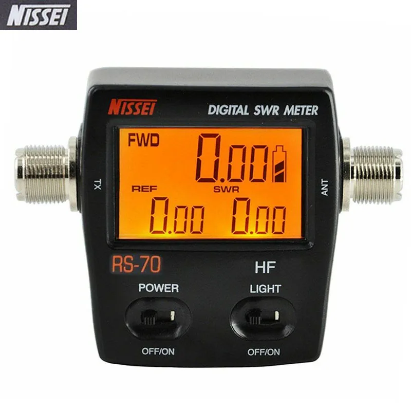 

Original NISSEI RS-70 SWR Power Meter Counter 1.6-60MHz 200W M Type Connector RS70 Digital Watt Meter for Two Way Walkie Talkie