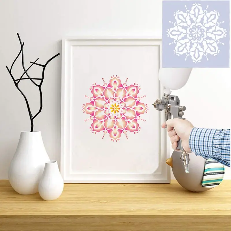 16pcs/set Mandala Stencils DIY Drawing Template Painting Scrapbooking Paper Card